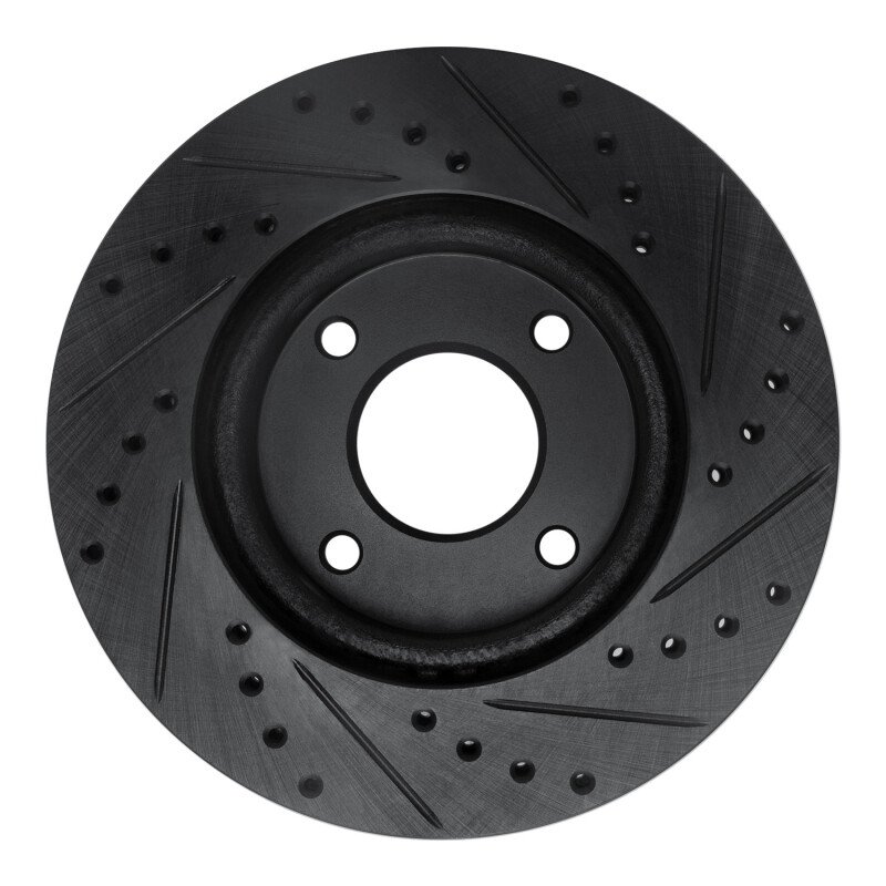 Nissan Sentra Brake Rotor (1) - Front Left - R1 Concepts - Drilled & Slotted - Black - `07-`14